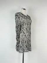 Sharon Wauchob Black & White Embroidered Lace Sheer Top - AU8/10