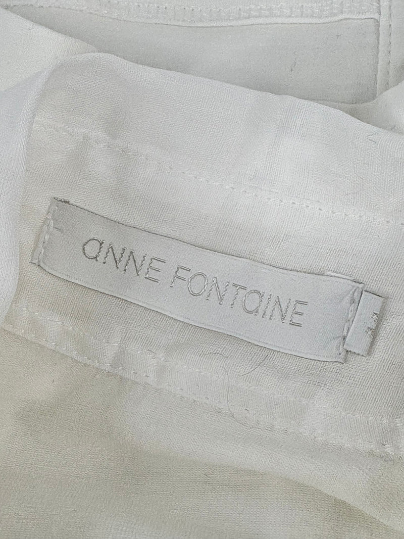 Anne Fontaine White Ruffled-Front Sleeveless Top - AU16