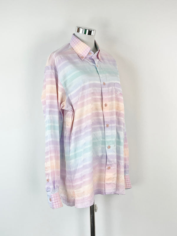 Hardy Amies Sport Vintage Pastel Multicolour Long Sleeve Shirt - L