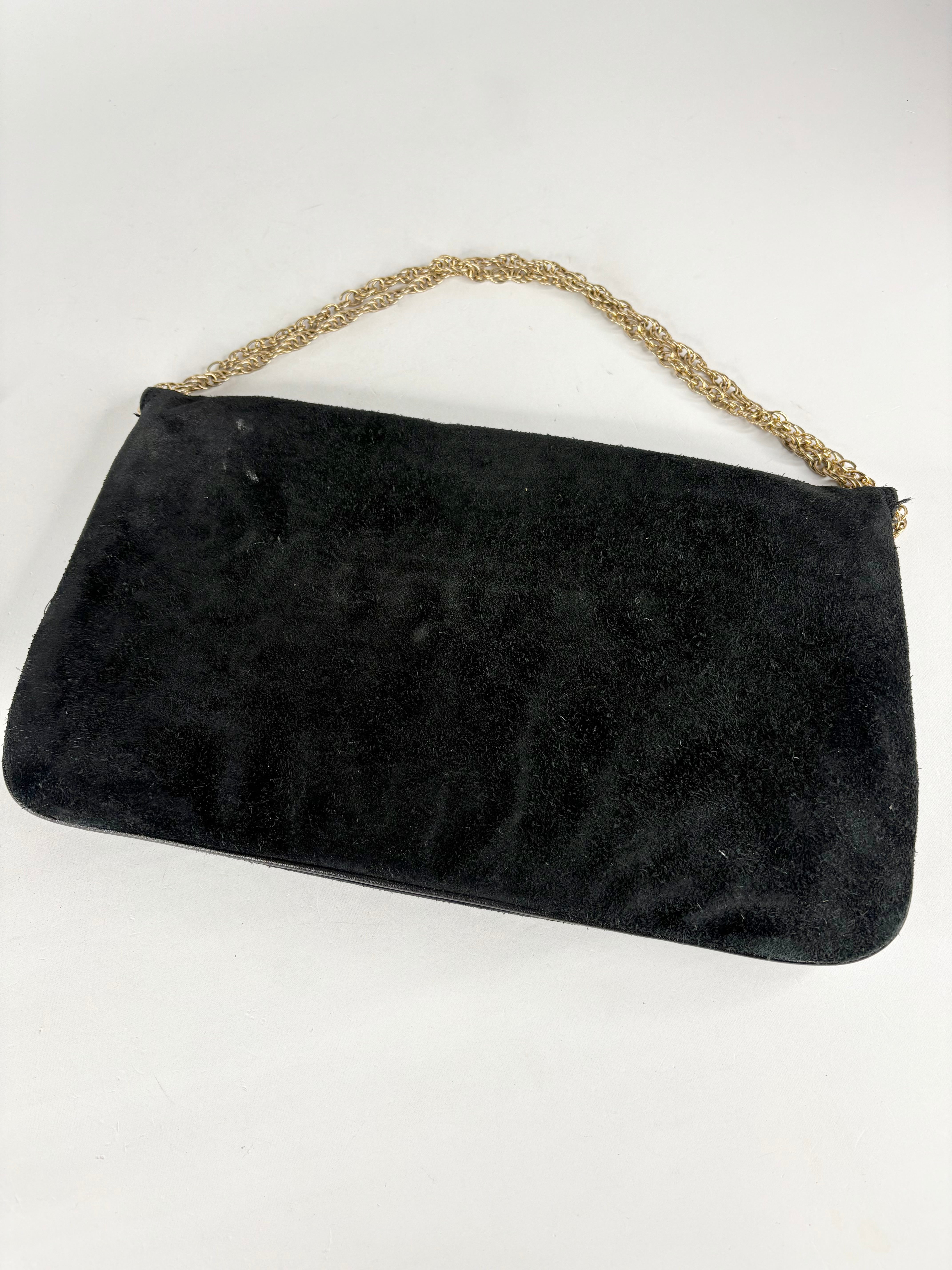 Vintage Italian-Made Black Suede Evening Bag