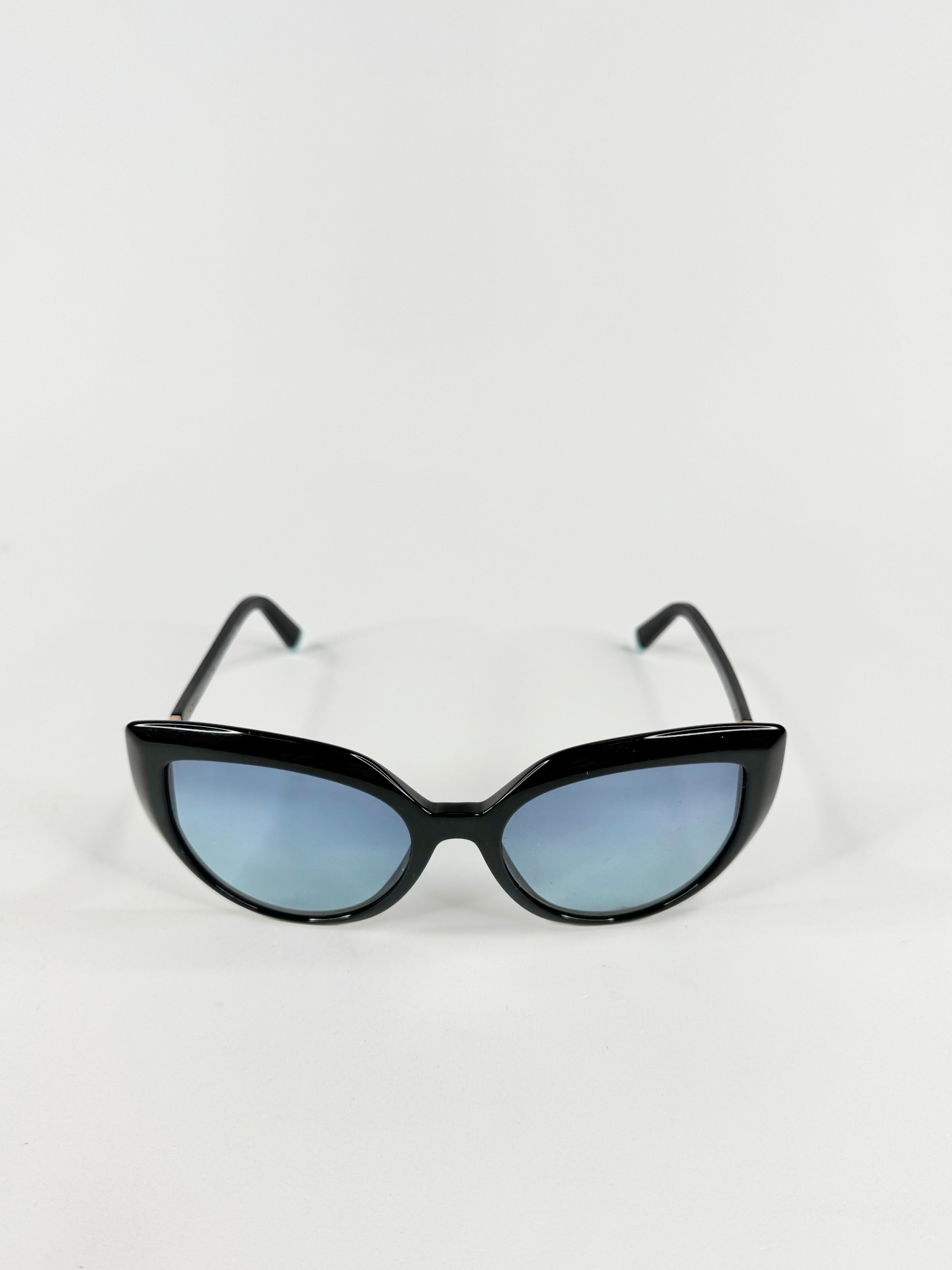 Tiffany & Co Black Blue Lens Cat Eye Sunglasses