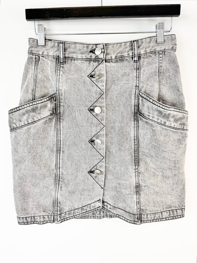 Isabel Marant Étoile Grey Stonewashed Denim Skirt - 40