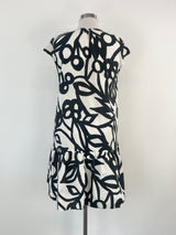 Aspesi White & Black Patterned Sleeveless Midi Dress - AU10