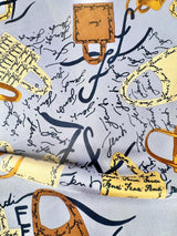 Fendi Foulard Blue Silk Handbag Print Square Scarf