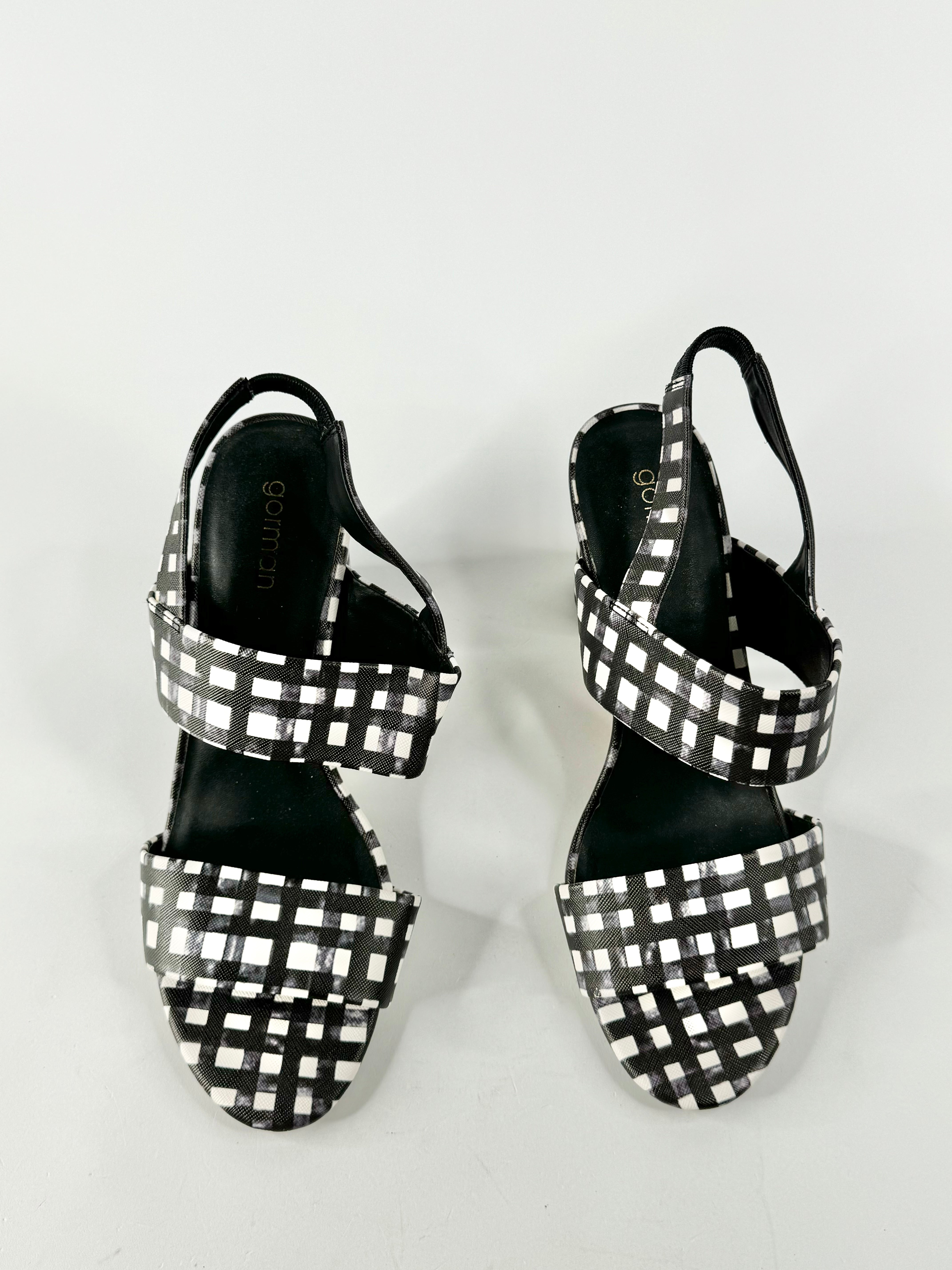 Gorman Black & White Gingham Pattern Sling Back Heels - EU40
