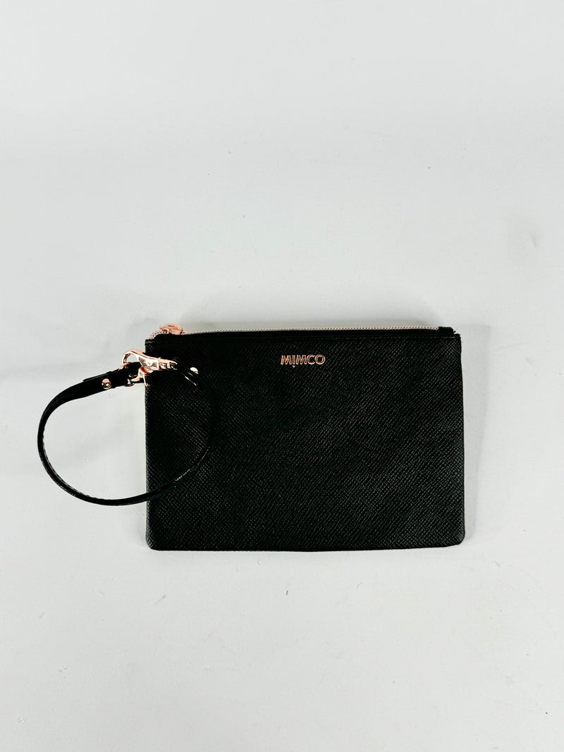 Mimco Black & Rose Gold Wristlet