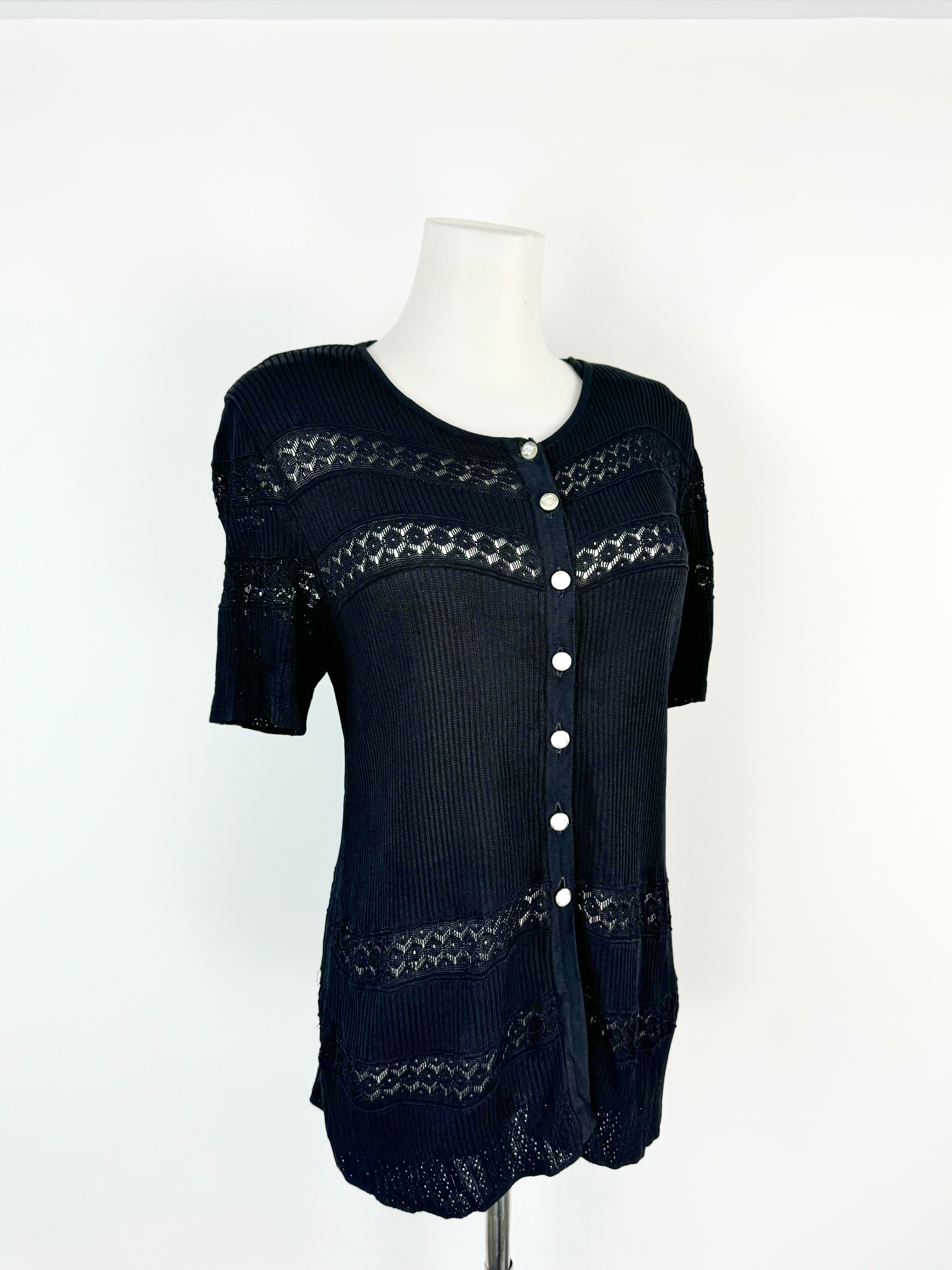 Escada Black Lace Knit Top - AU10