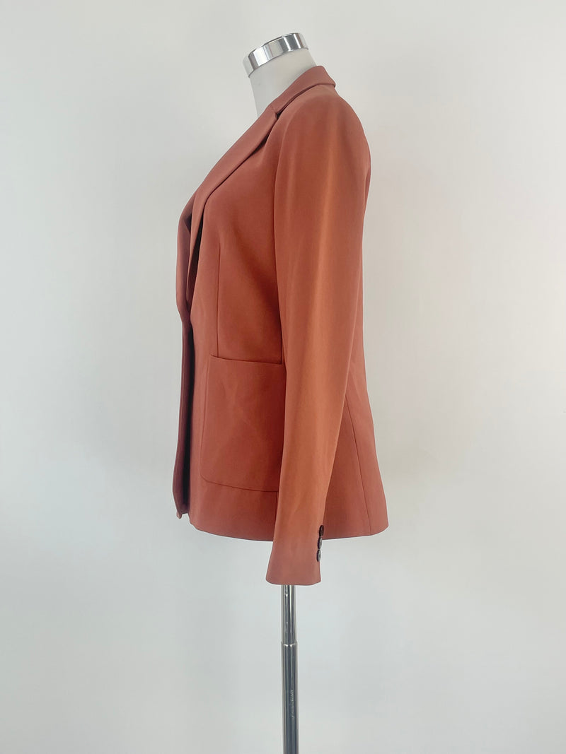 Theory Clay Red 'Gabrielle P2' Crepe Fitted Blazer - AU8/10