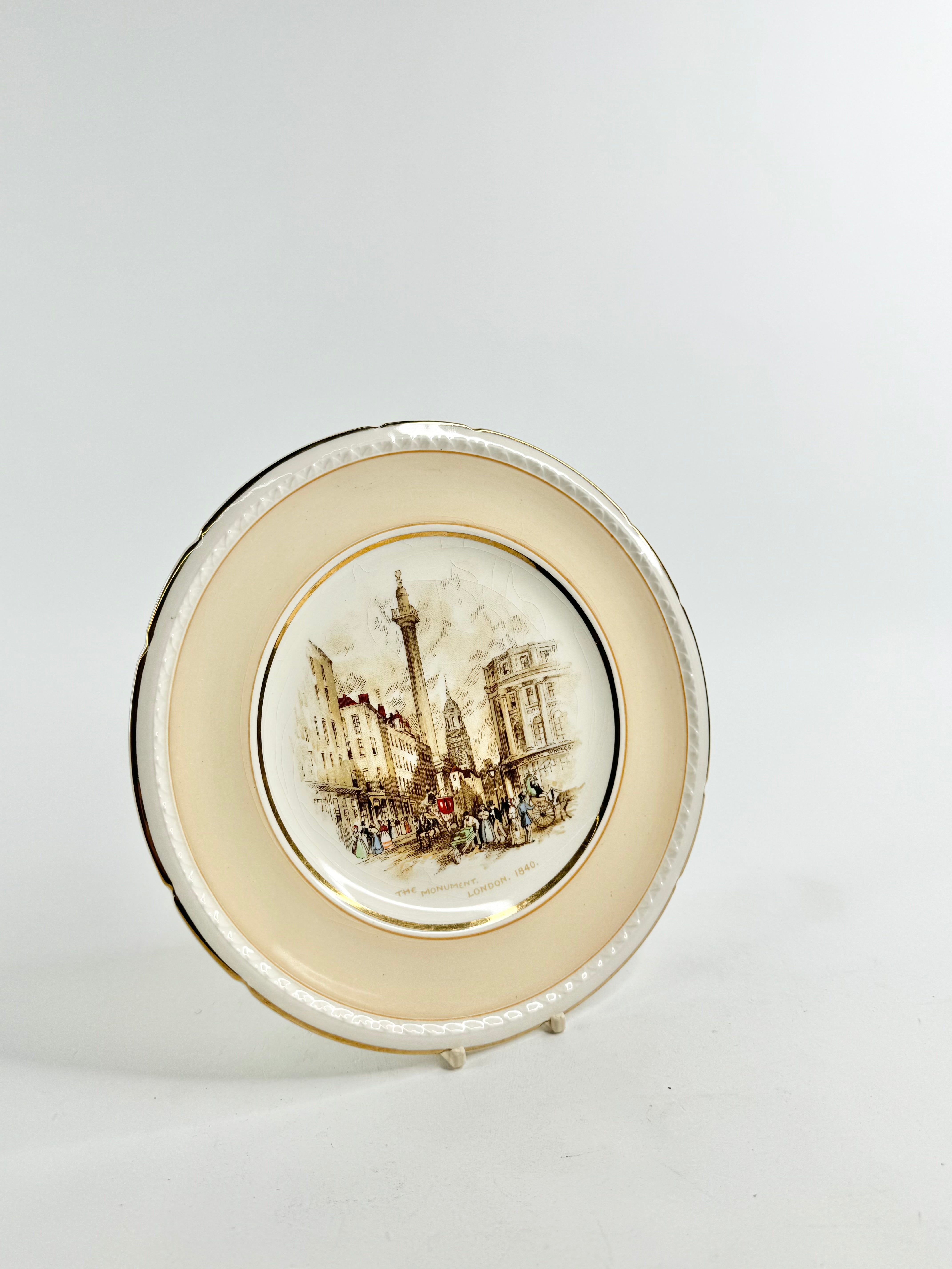 Vintage Swinnertons 'The Monument' Cream & White Plate