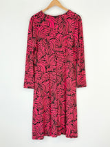 Lisa Barron Red & Black Abstract Floral Dress - AU16