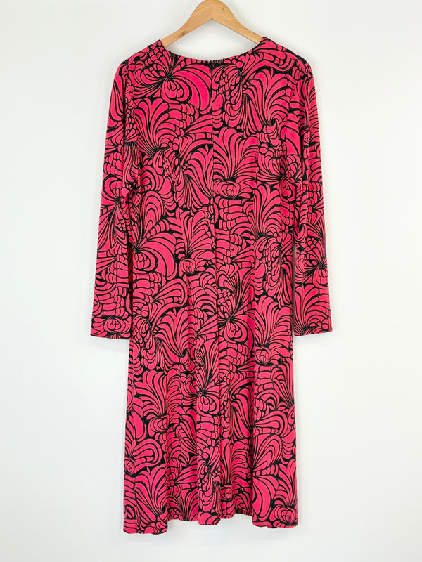 Lisa Barron Red & Black Abstract Floral Dress - AU16