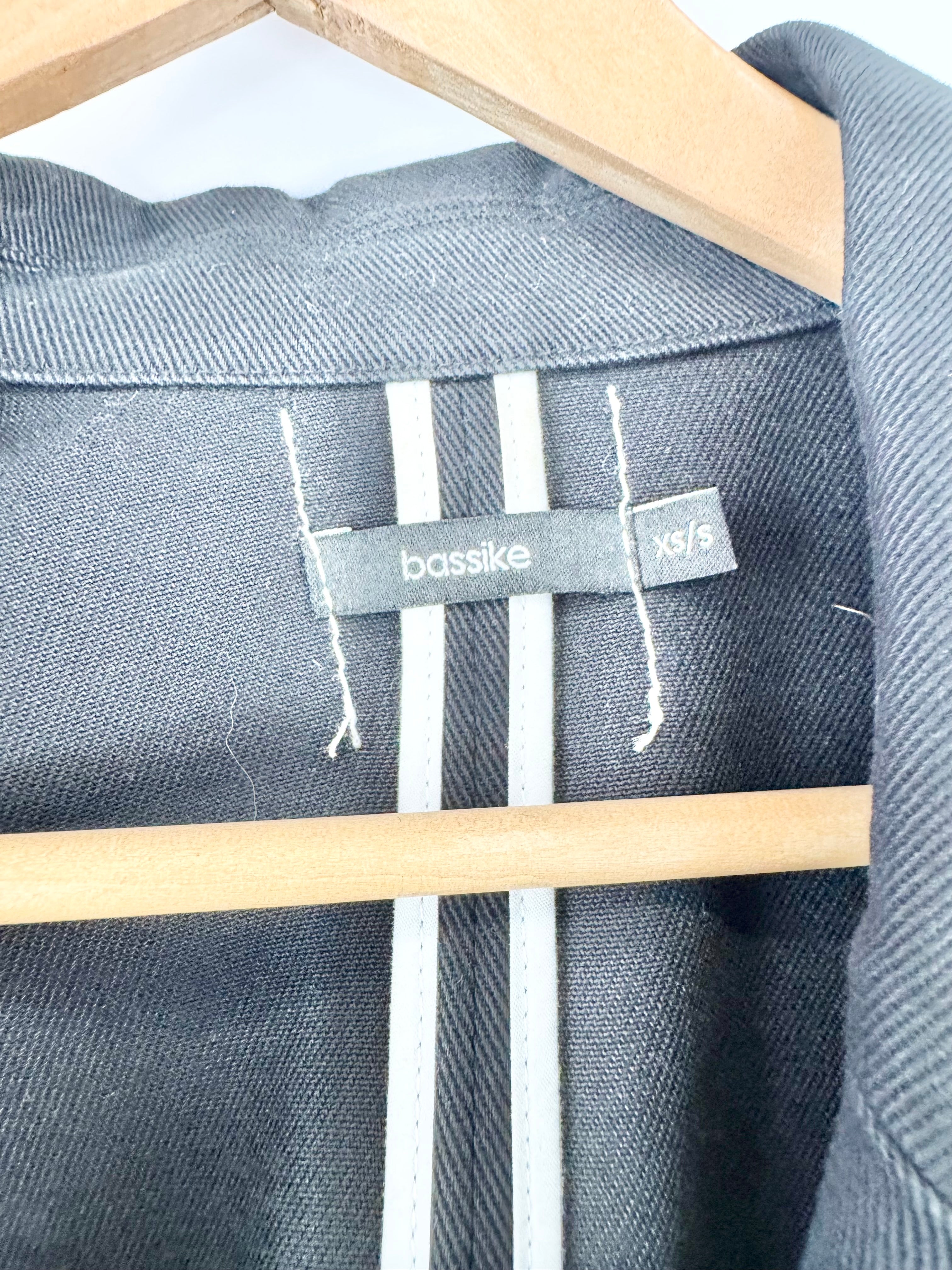 Bassike Black & White Trim Longline Coat - AU4/6