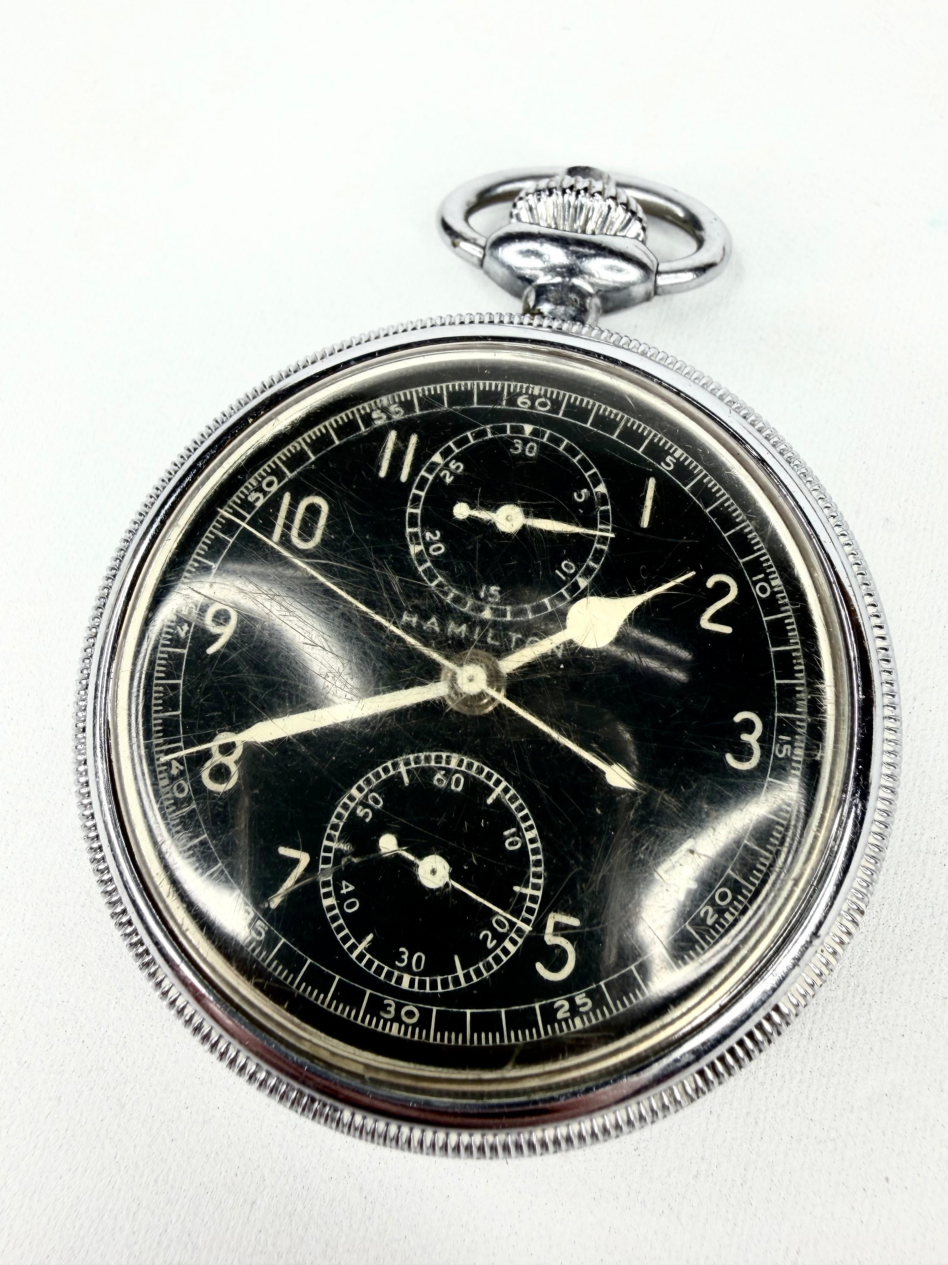 Vintage Hamilton Model 23 Military Chronograph Pocket Watch