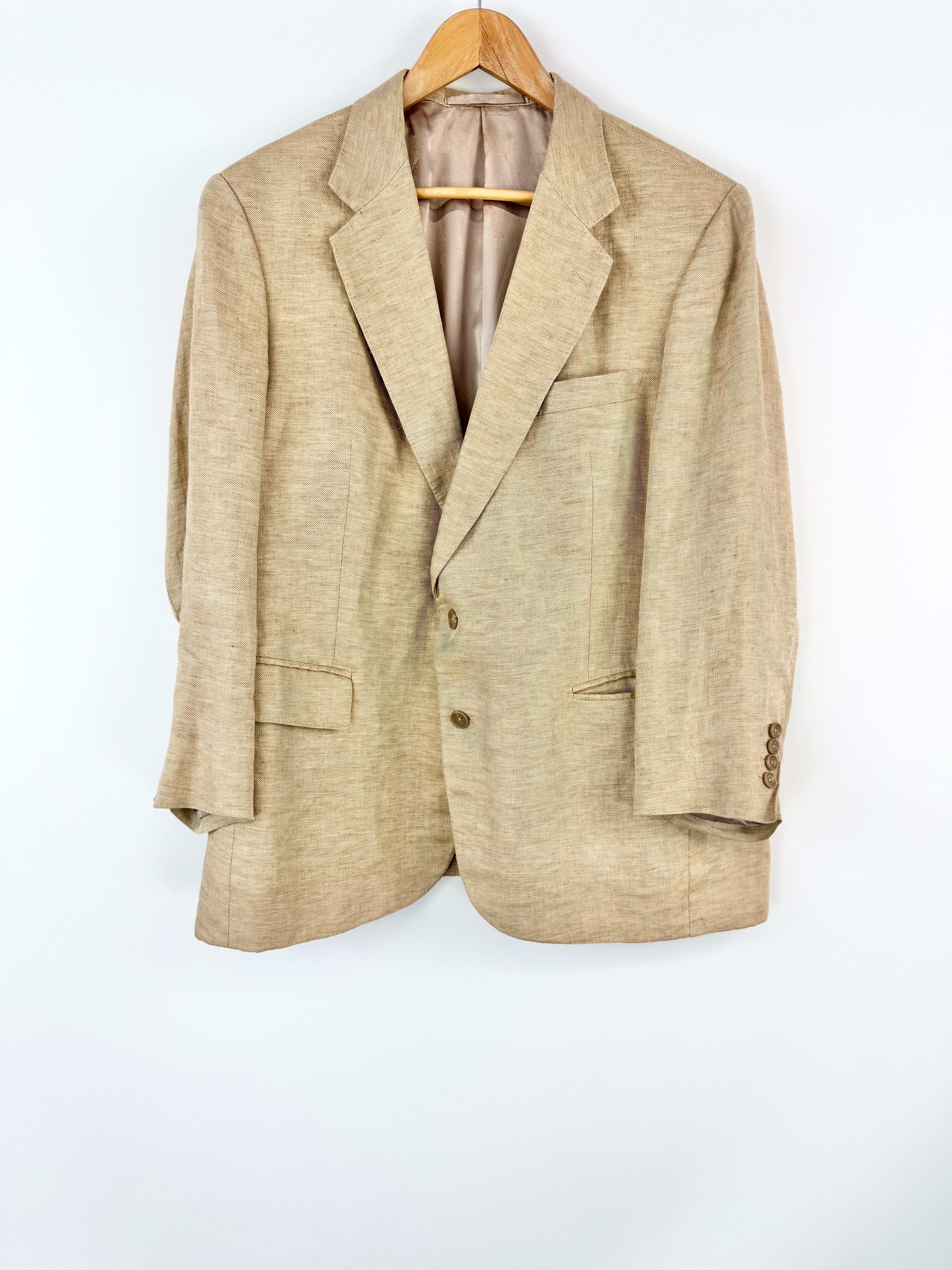 Lanificio d'Marzoni Pure Linen Textured Buff Suit Jacket - XL