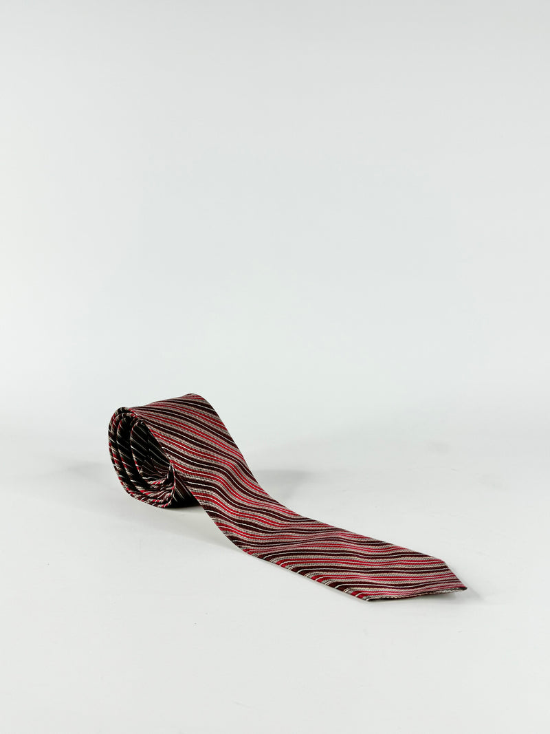 Christian Dior Monsieur Red Striped Silk Tie