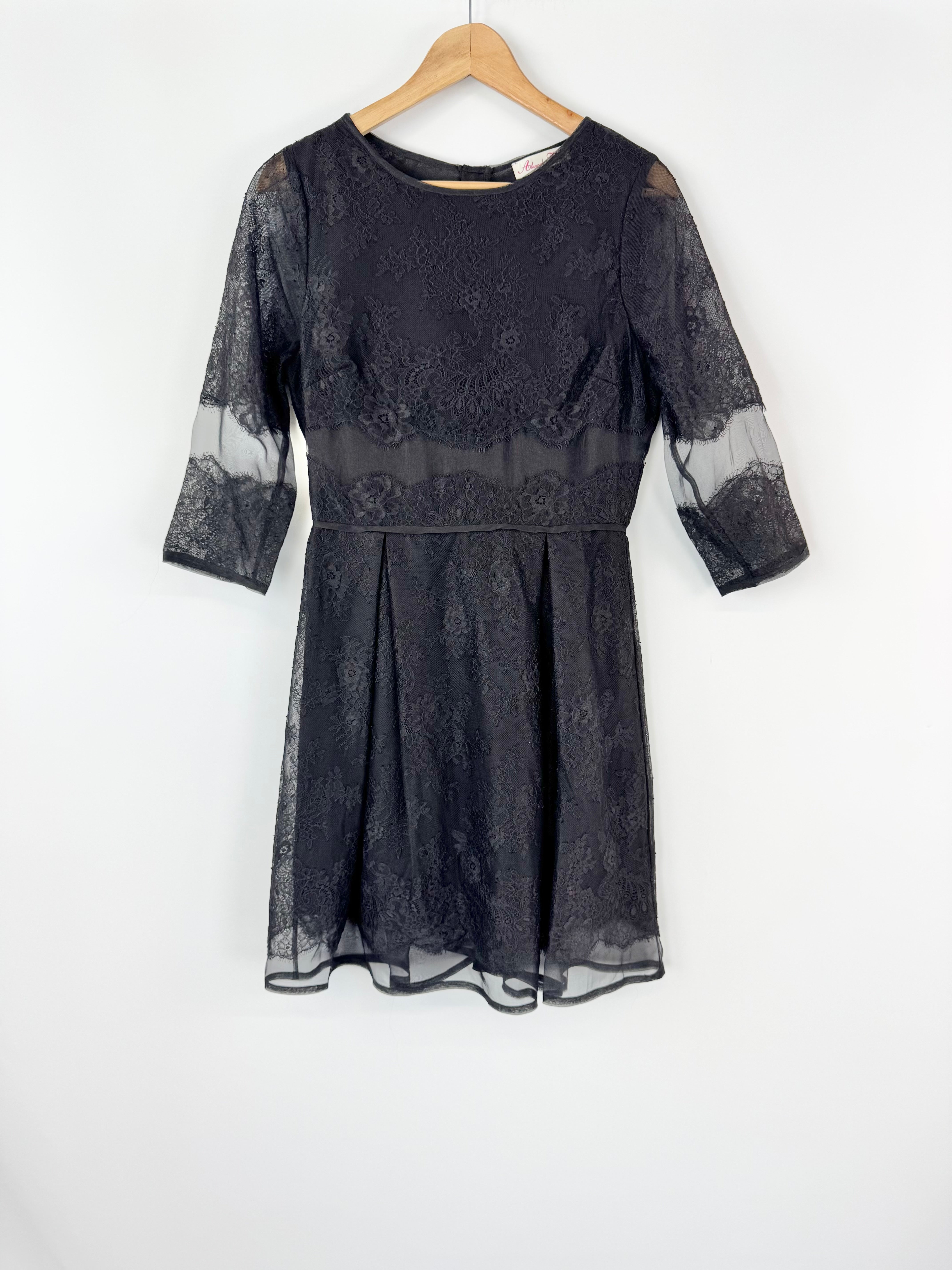 Alannah Hill Black Half Sleeve Lace Dress - AU10