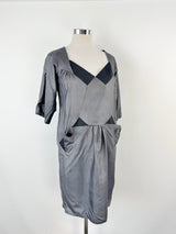 Spijkers En Spijkers Grey Silk Dress - AU12