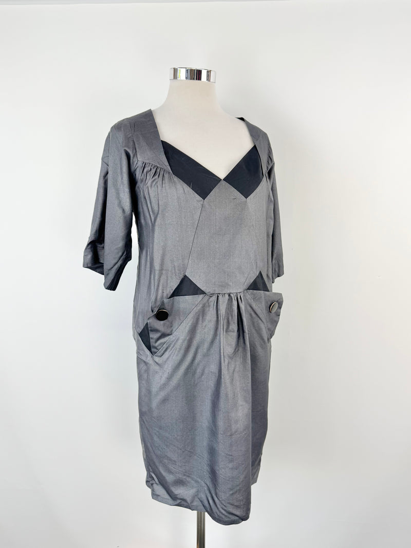 Spijkers En Spijkers Grey Silk Dress - AU12