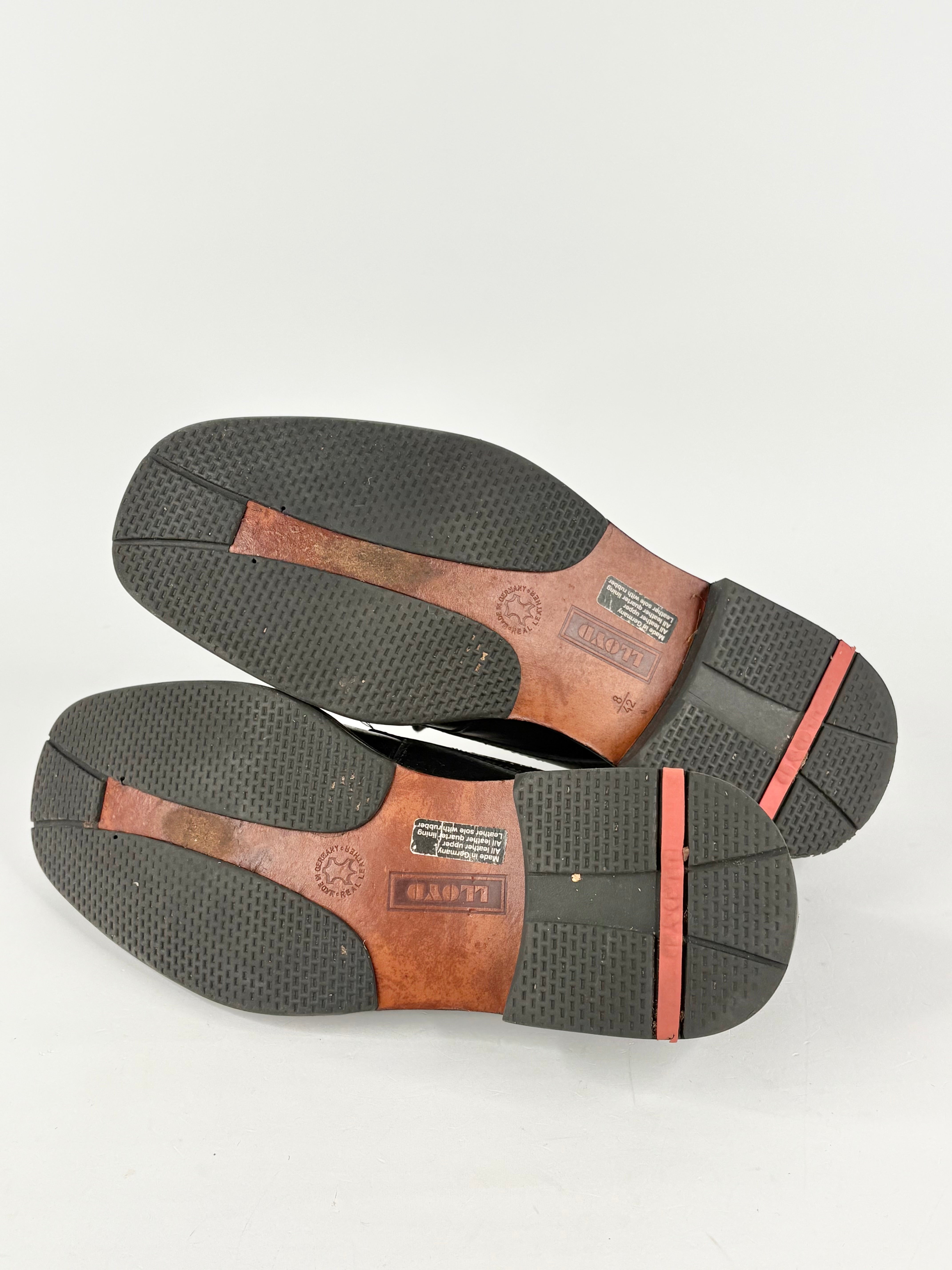 Lloyd Black Leather 'Hattric' Square-Toe Dress Shoes - EU42