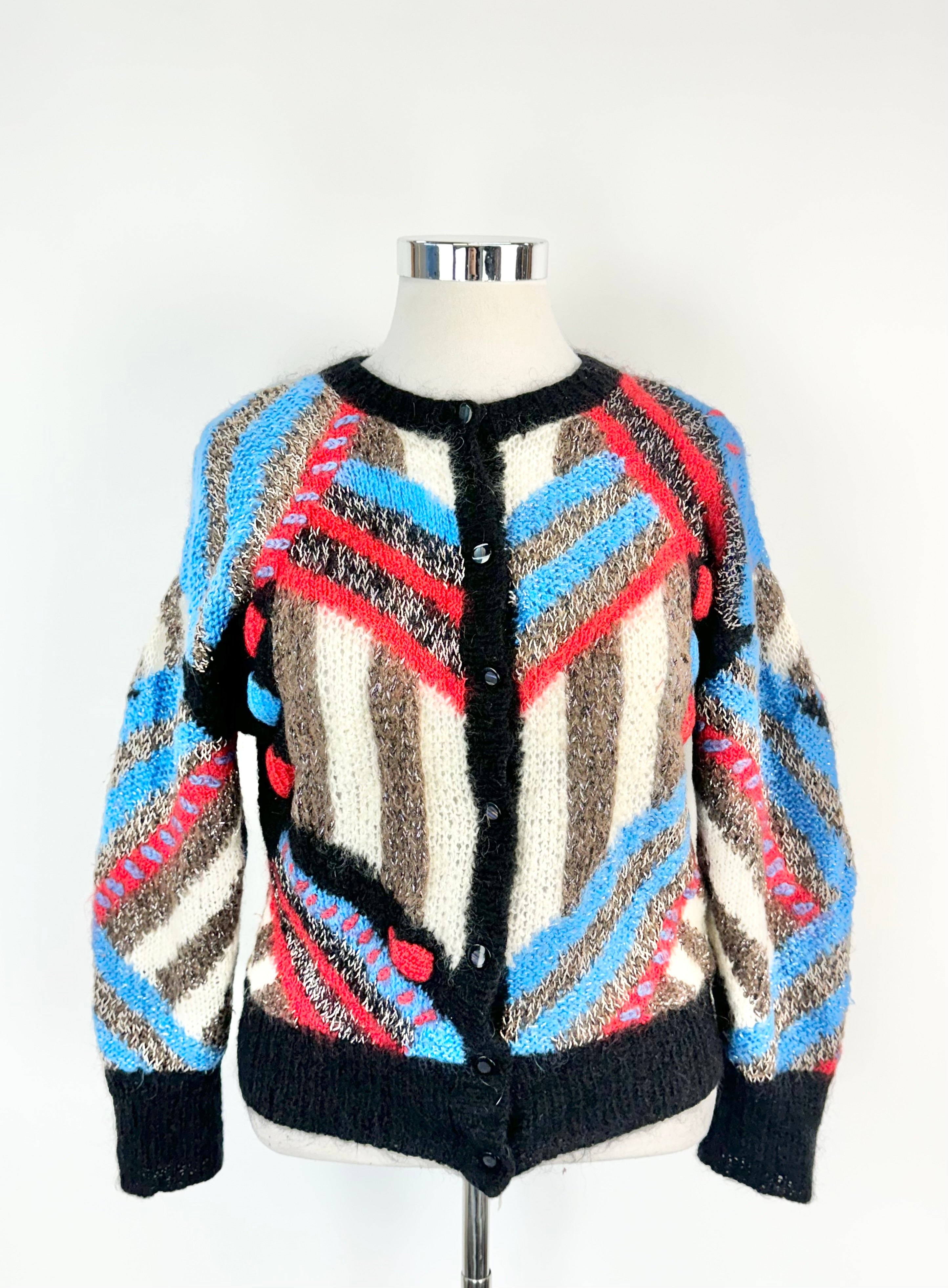 Hand Knit Multicolour Fluffy Cardigan