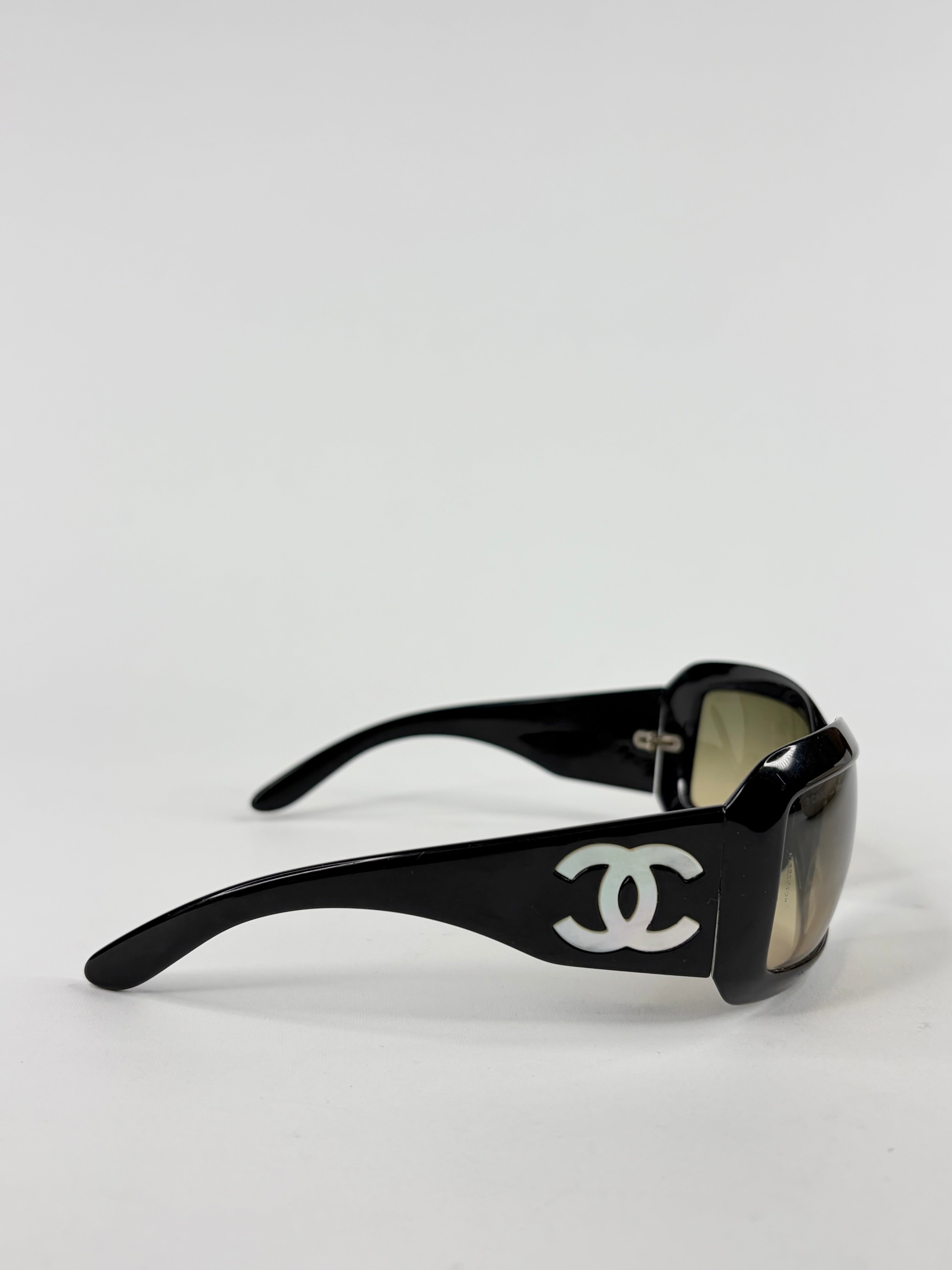 Chanel Mother of Pearl Detail Black Sunglasses
