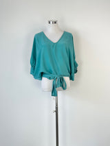 Diane von Furstenberg Teal Silk 'Edna' Top - AU10