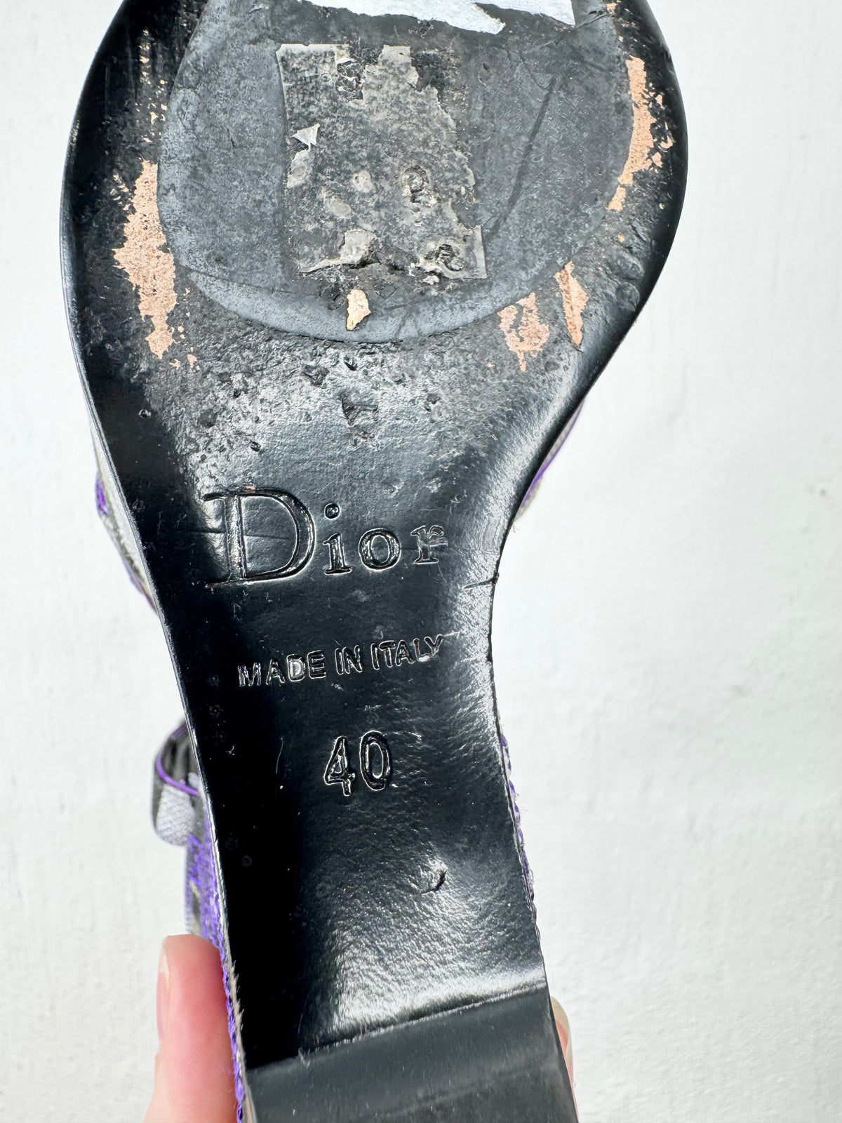 Christian Dior x Anselm Reyle Purple & Grey Strappy Platform Wedges - EU40