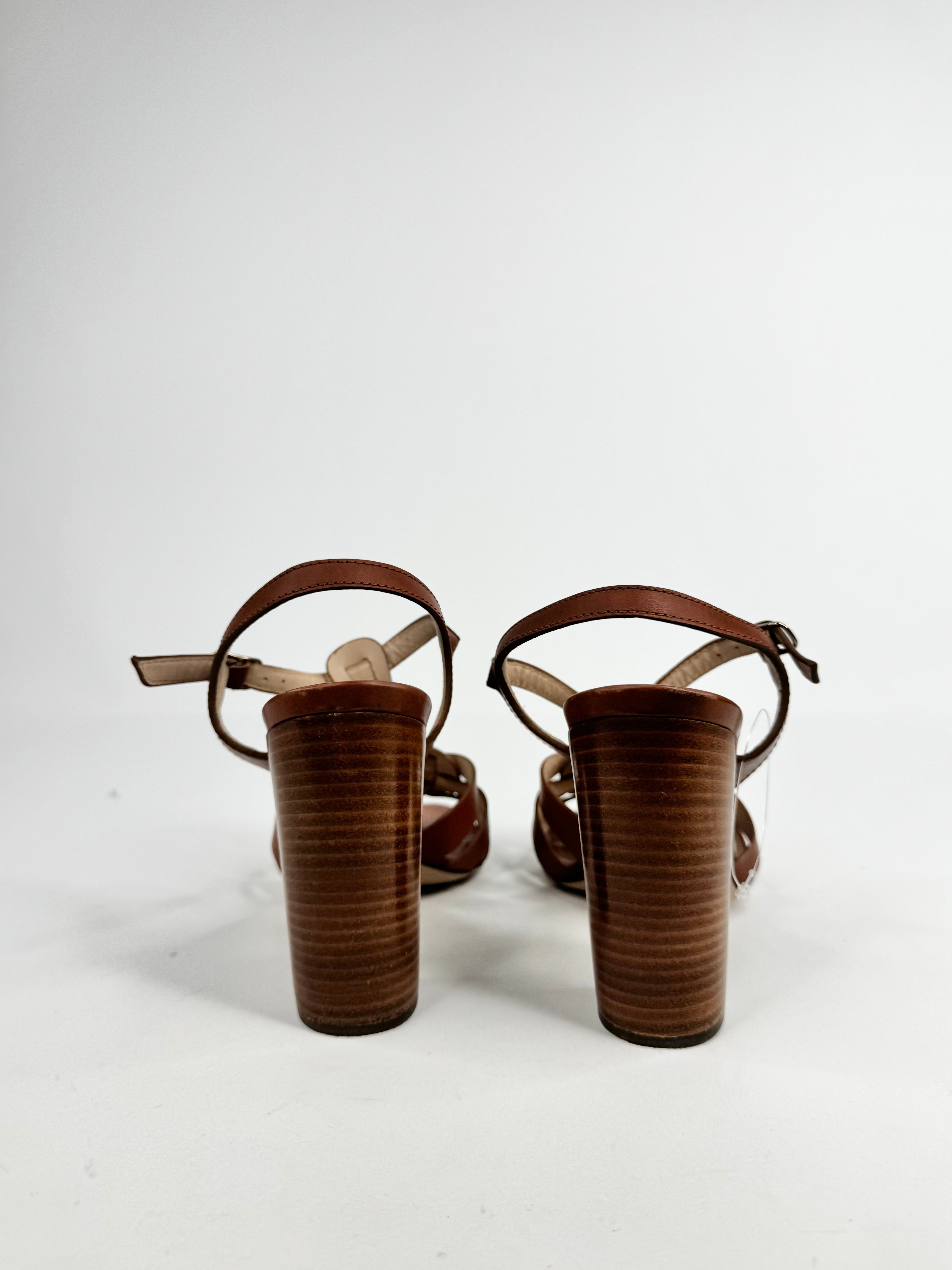 Bianca Buccheri Deep Tan Peep Toe Woven Heels - EU40