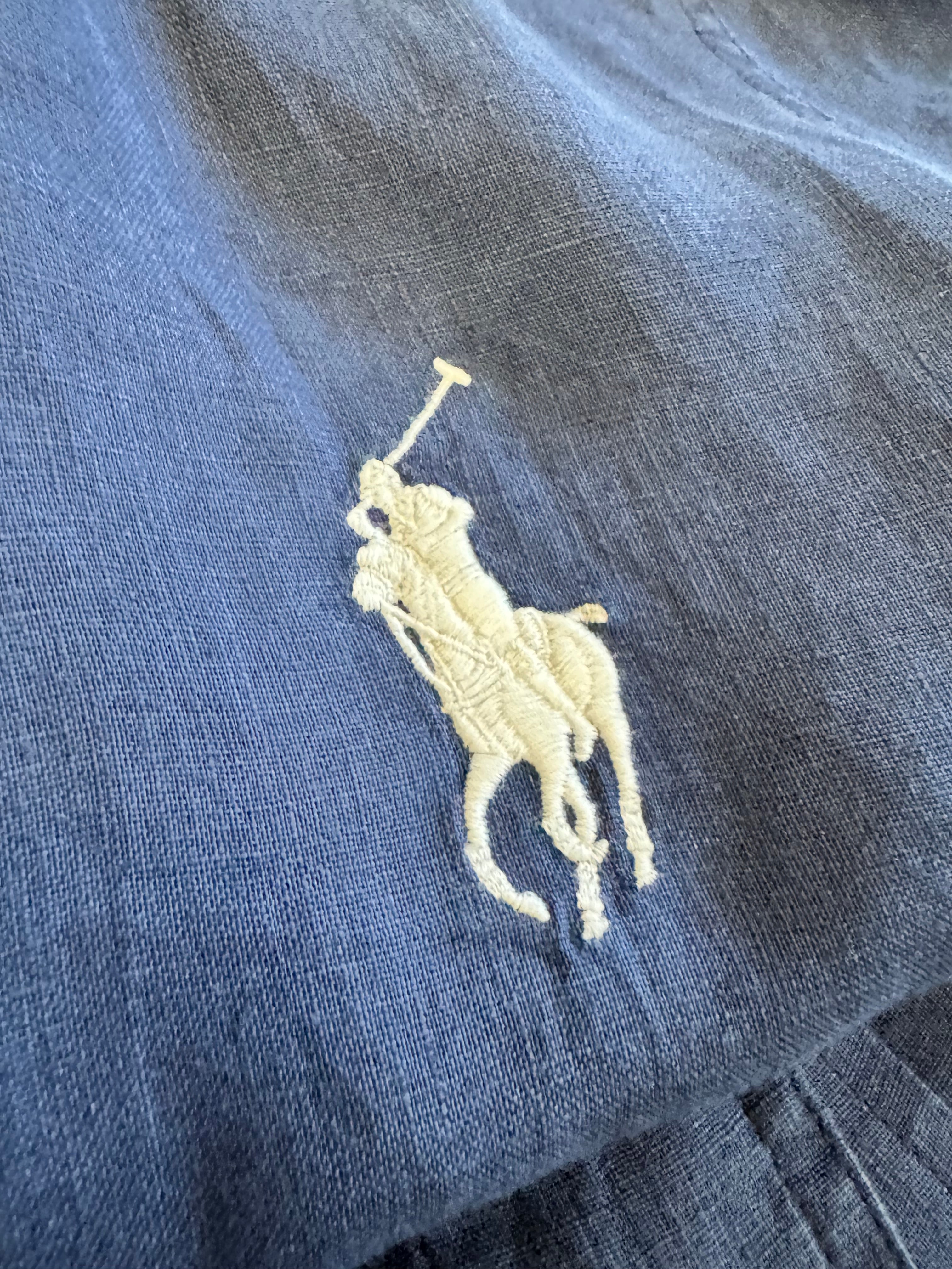 Ralph Lauren Navy Blue Linen Shirt Dress - AU10/12