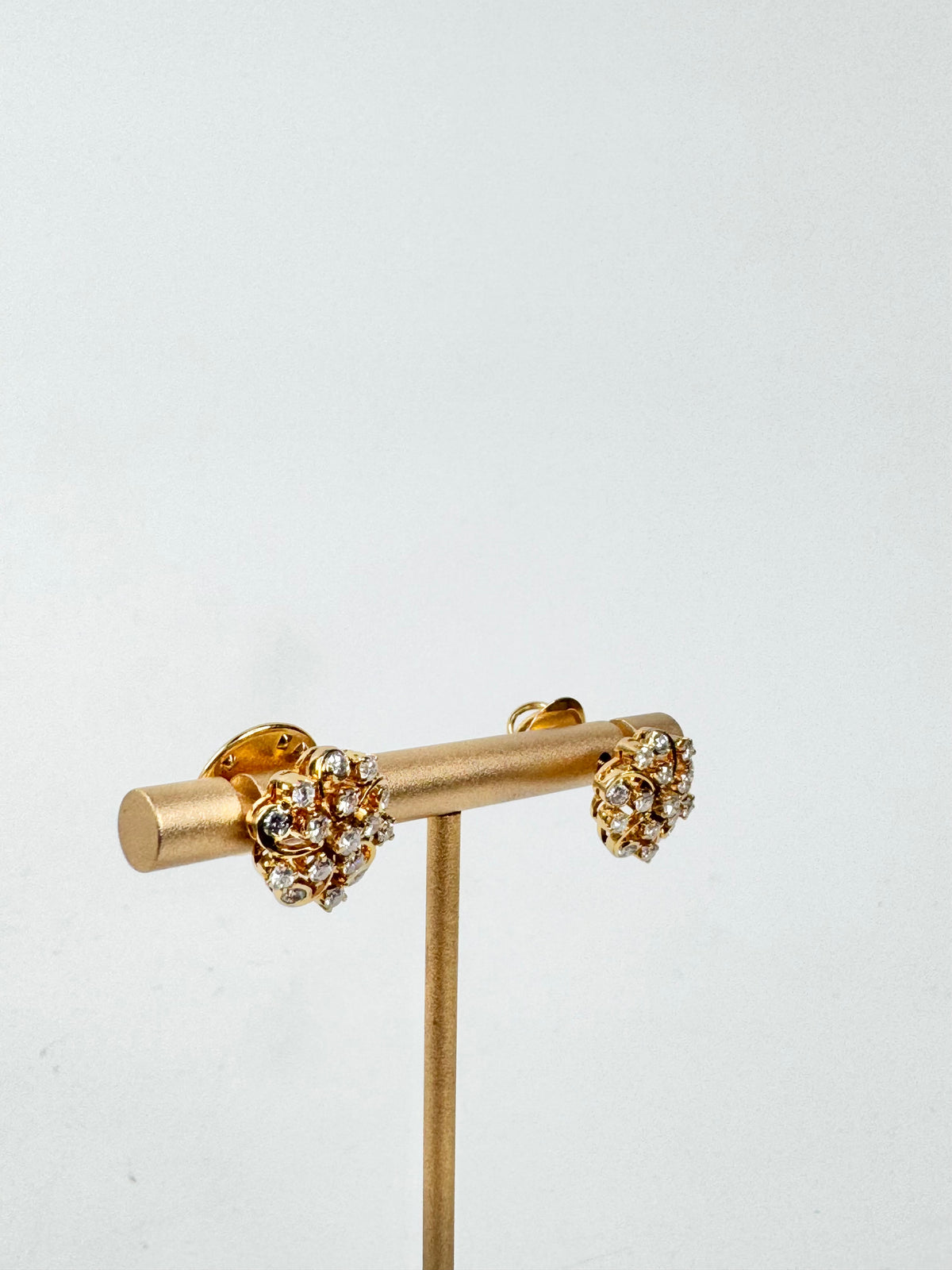 14ct Gold & Diamond Cluster Flower Earrings