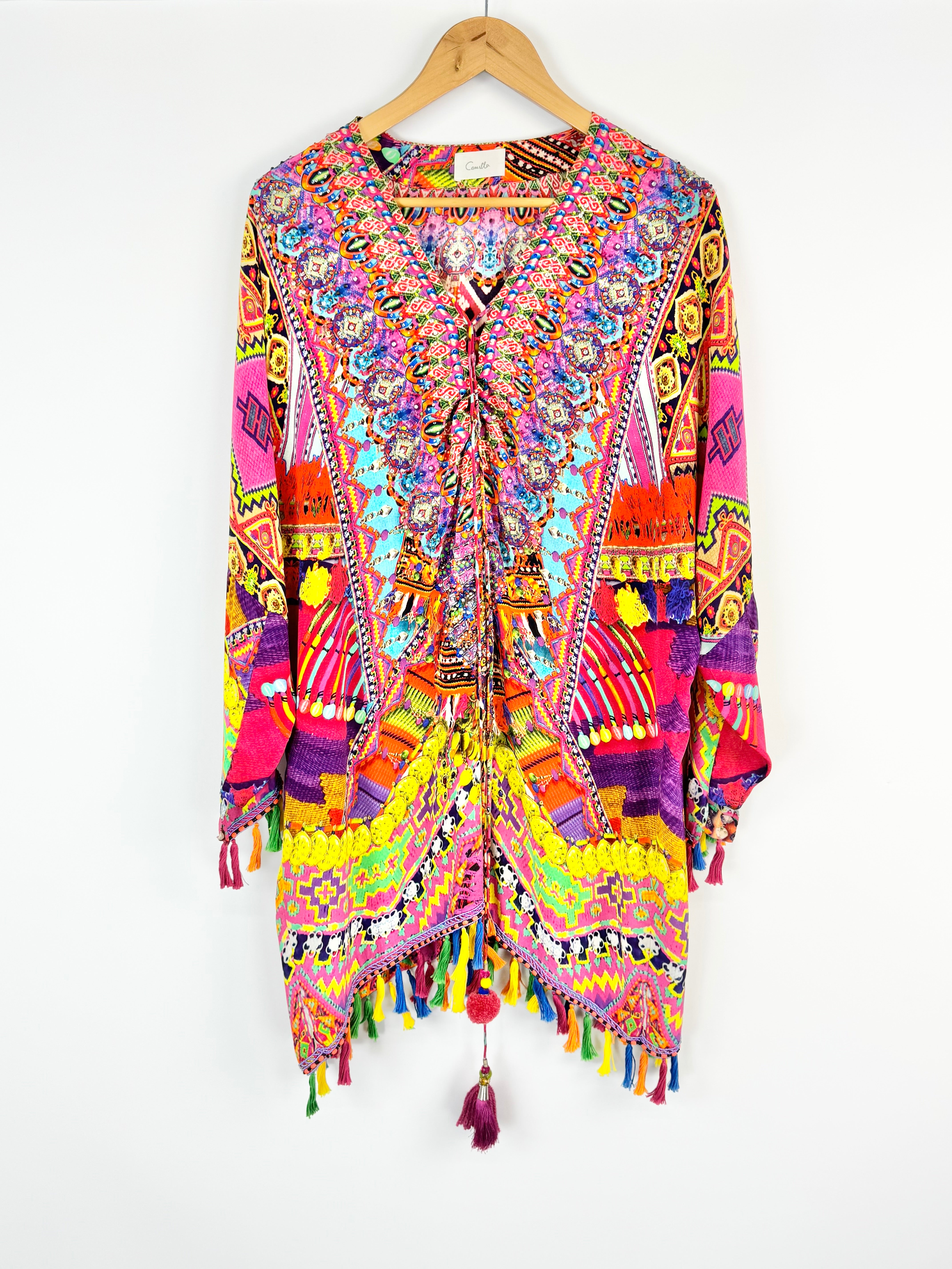 MFW Camilla Orange Silk Bejewelled Kaftan - AU8/10