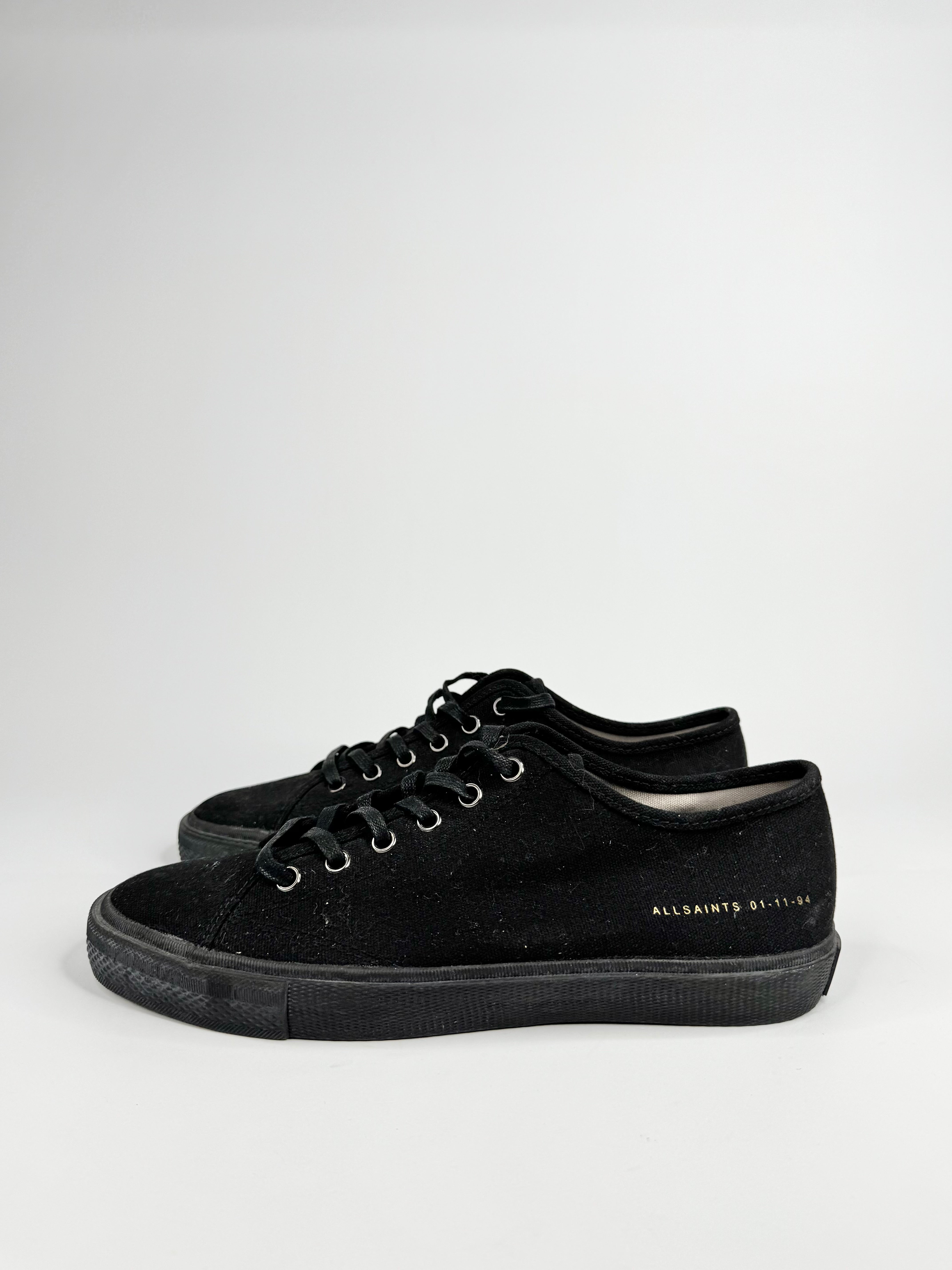All Saints Black Lace Up Low Top Sneakers - EU42