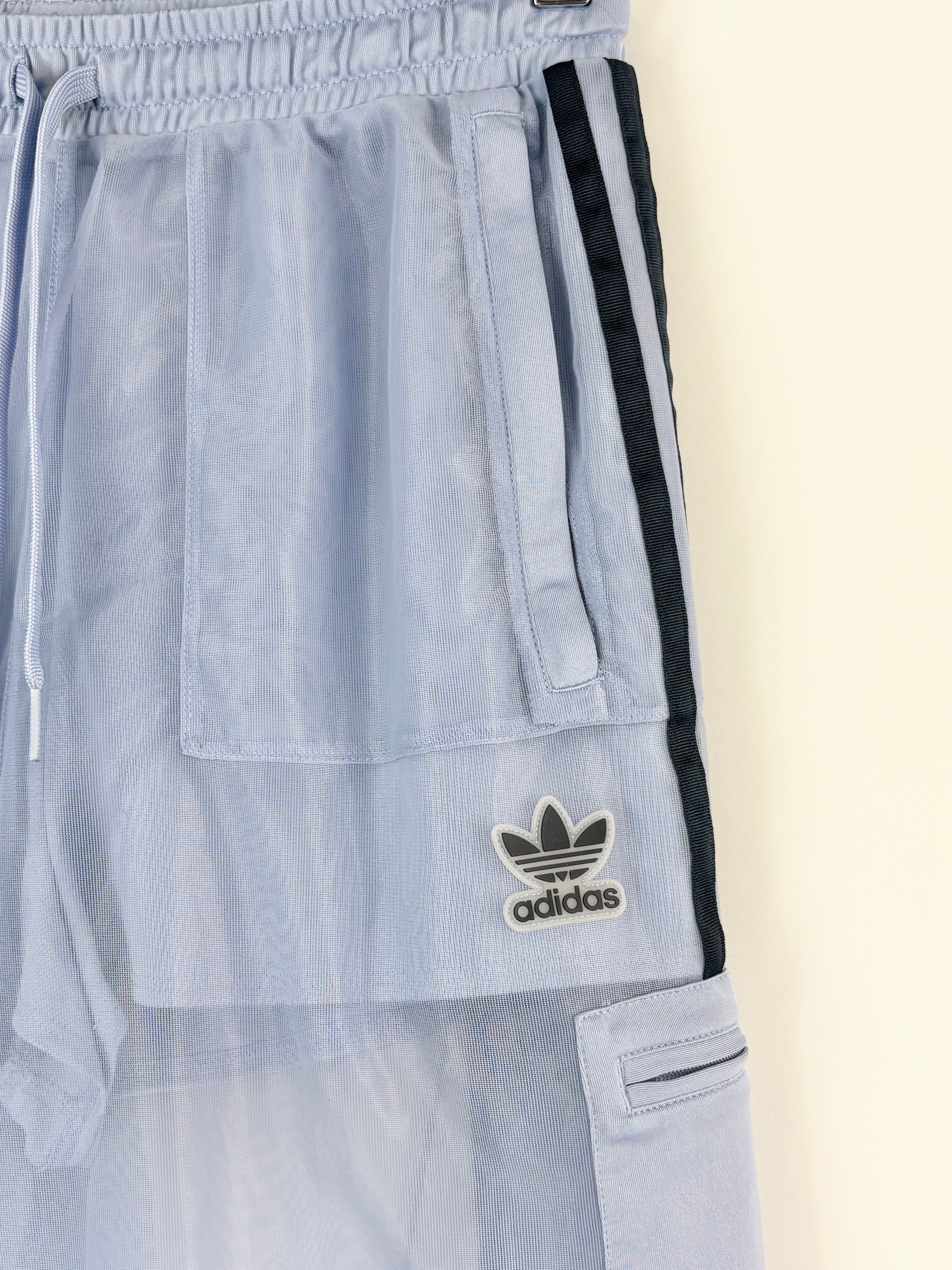 Adidas Chalk Blue Sheer-Mesh Track Pants - AU10
