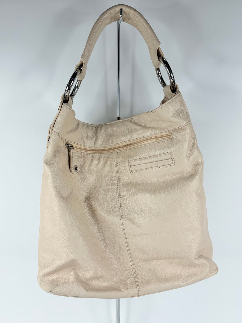 Manzoni Creamy Grained Leather Handbag