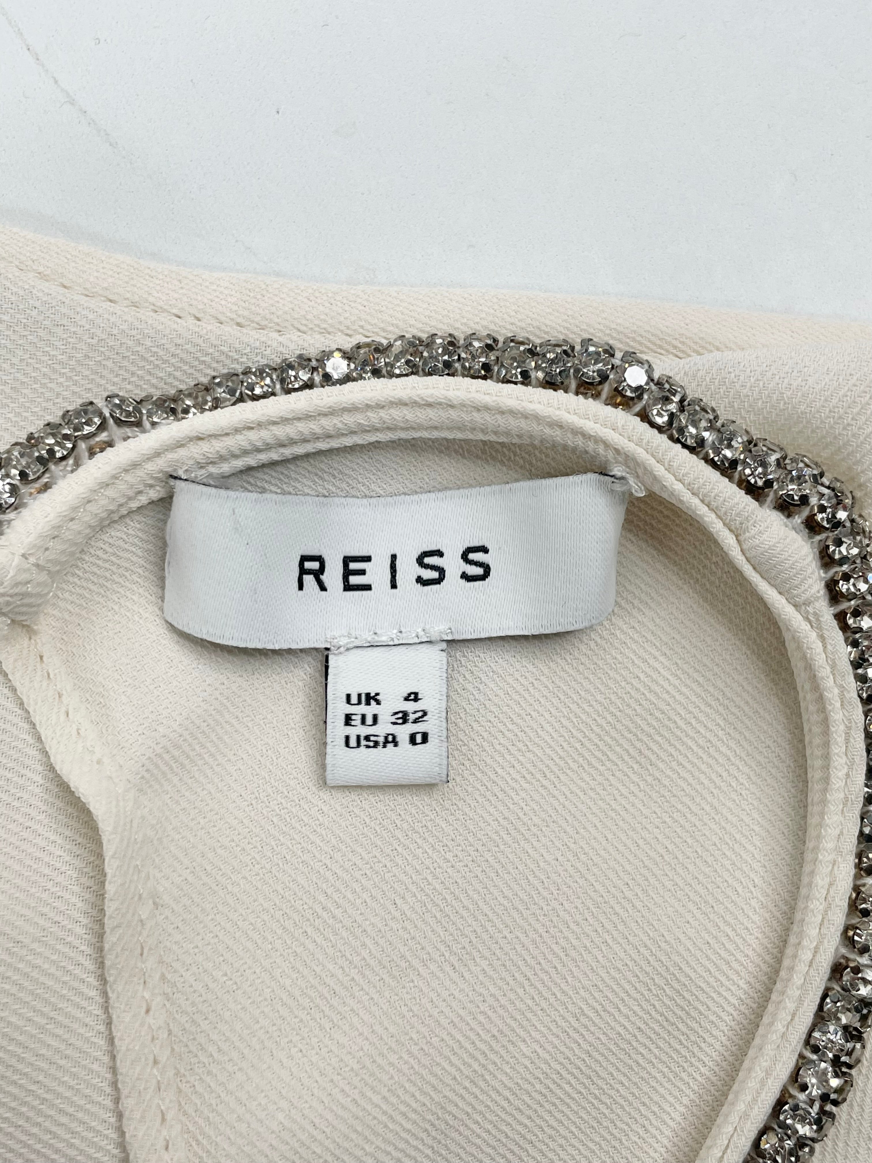 Reiss Cream 'Milla' Chain & Pleat Detailed Sleeveless Top - AU4/6