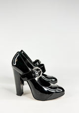 Gianvito Rossi Black Patent Leather Heeled Mary Janes - EU38