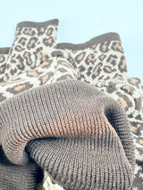 Vintage 80s Valentino Garavani Studio Animal-Print Wool Turtle Neck Sweater - AU8