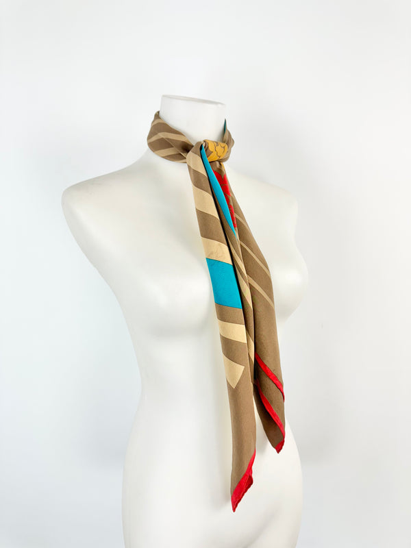 Vintage Baycom Large Floral Patterned Silk Scarf