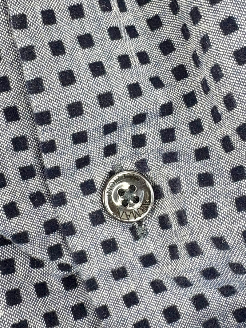 Armani Collezioni Pigeon Blue Felted-Square Pattern Shirt - XL