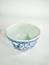 Antique 'Double Happiness' Small Blue & White Porcelain Lidded Dish