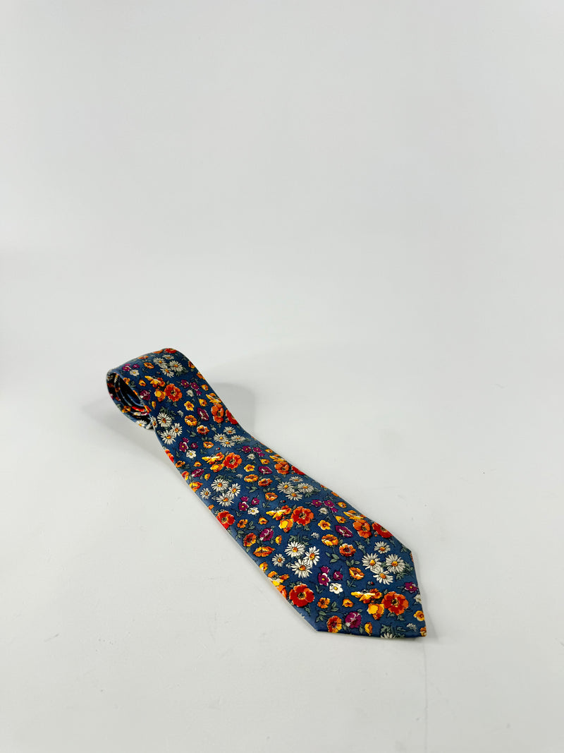 Nina Ricci Blue Silk Floral Tie