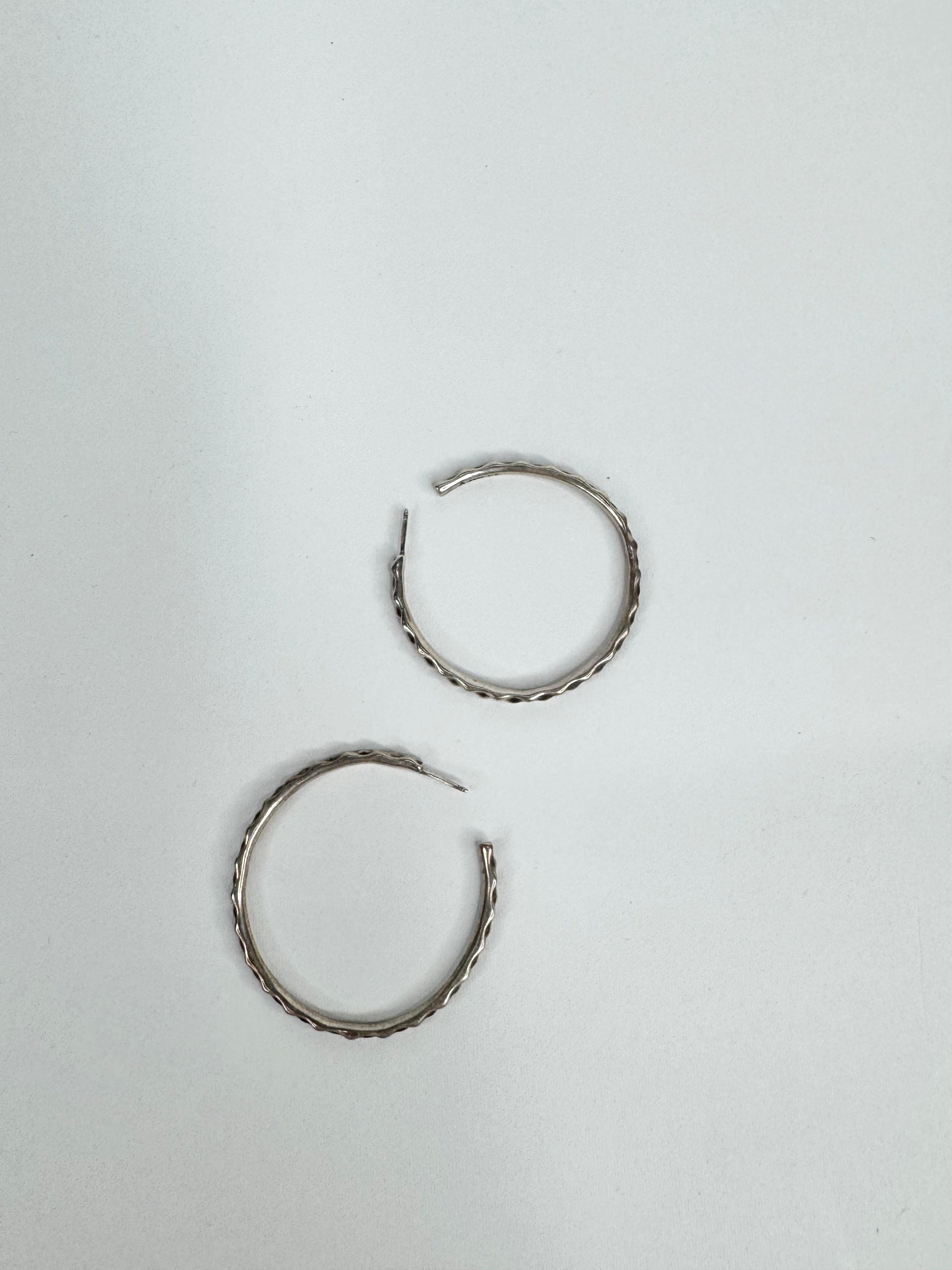Pandora Silver Abstract Hoop Earrings