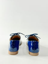 Elk Prussian Blue Patent Leather Lace Ups - EU36