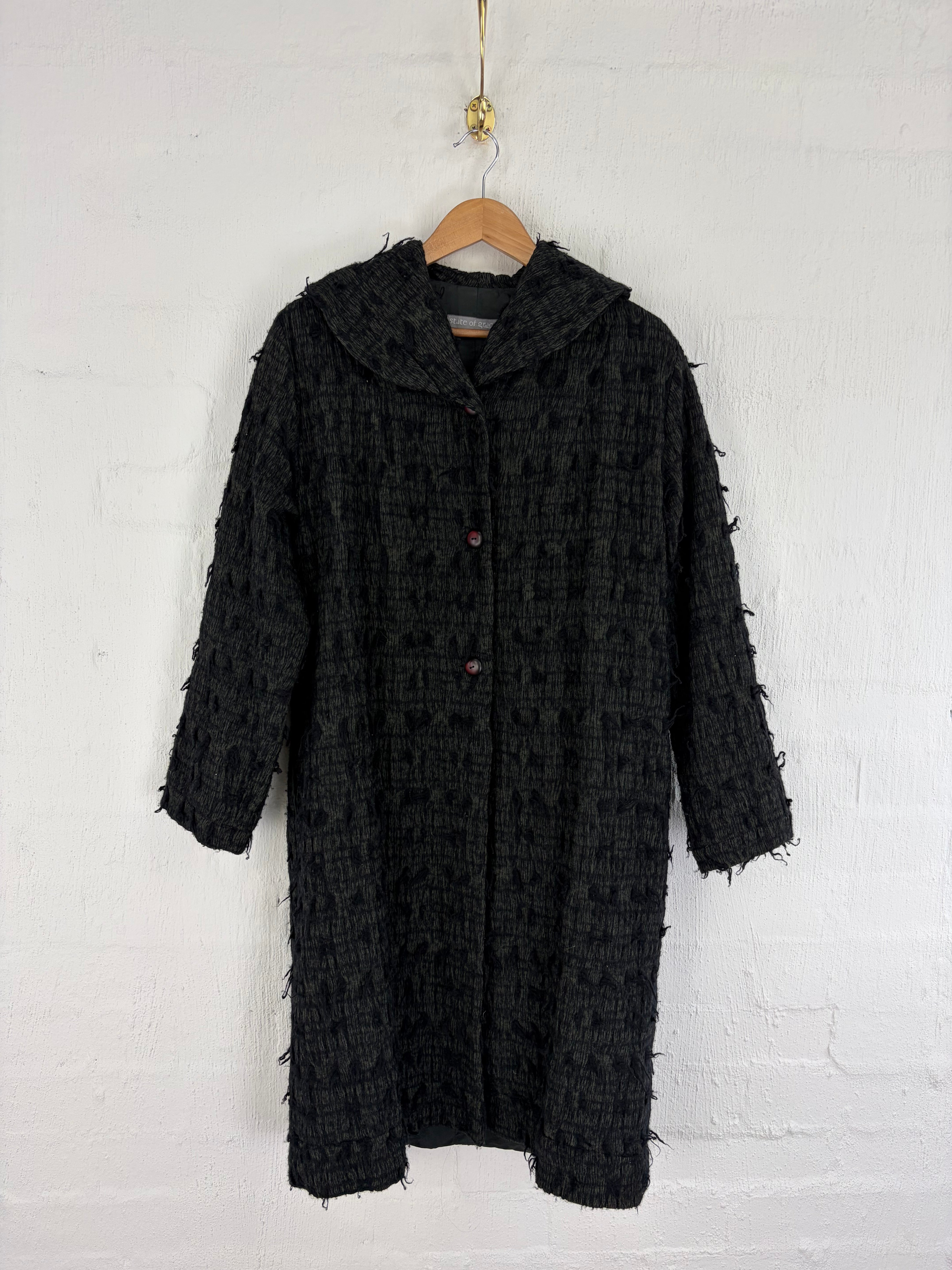 State of Grace Green & Black Textile Wool Coat - AU10/12
