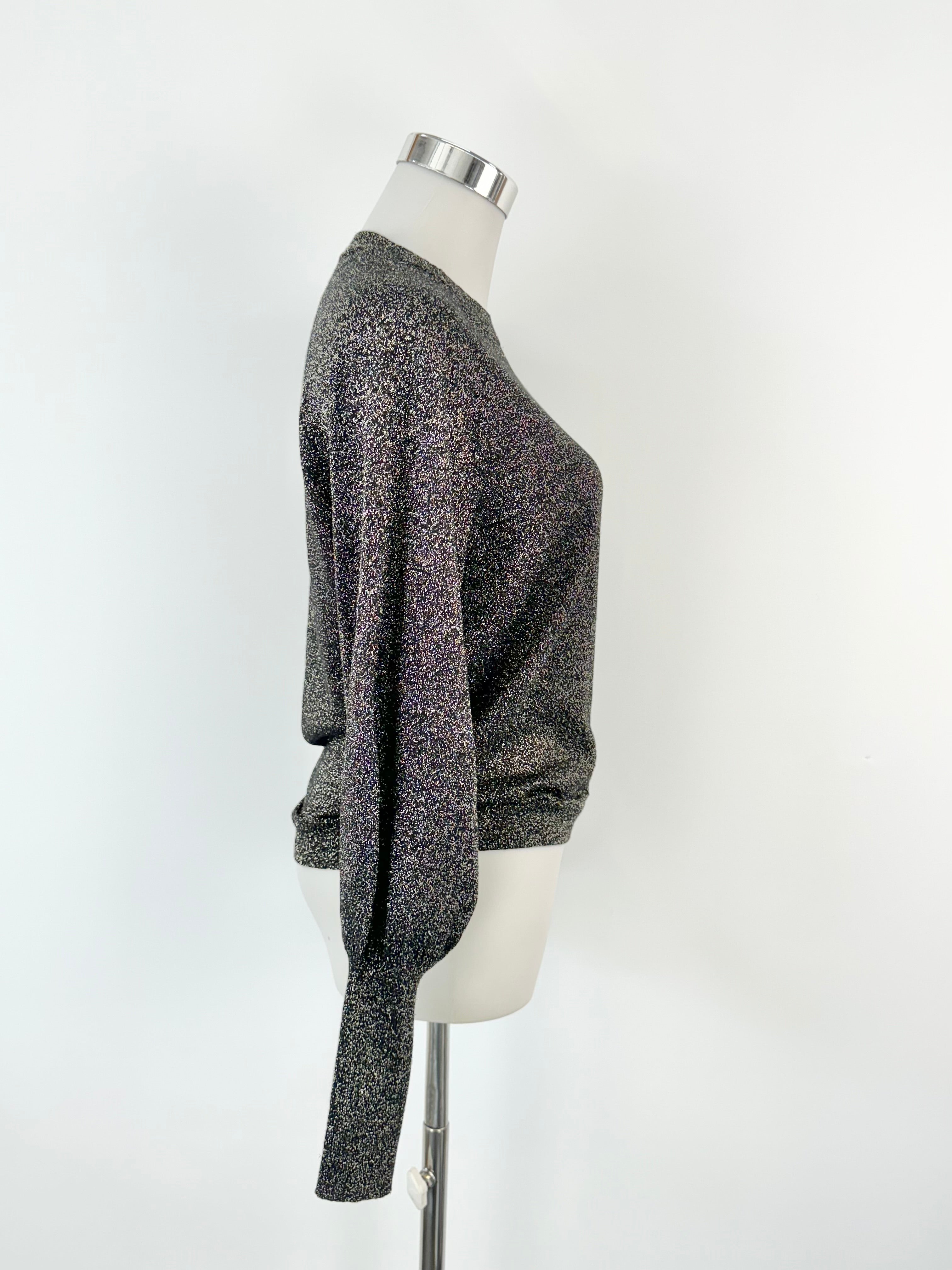 Husk Black & Silver Lurex Crew Neck Jumper - AU8/10