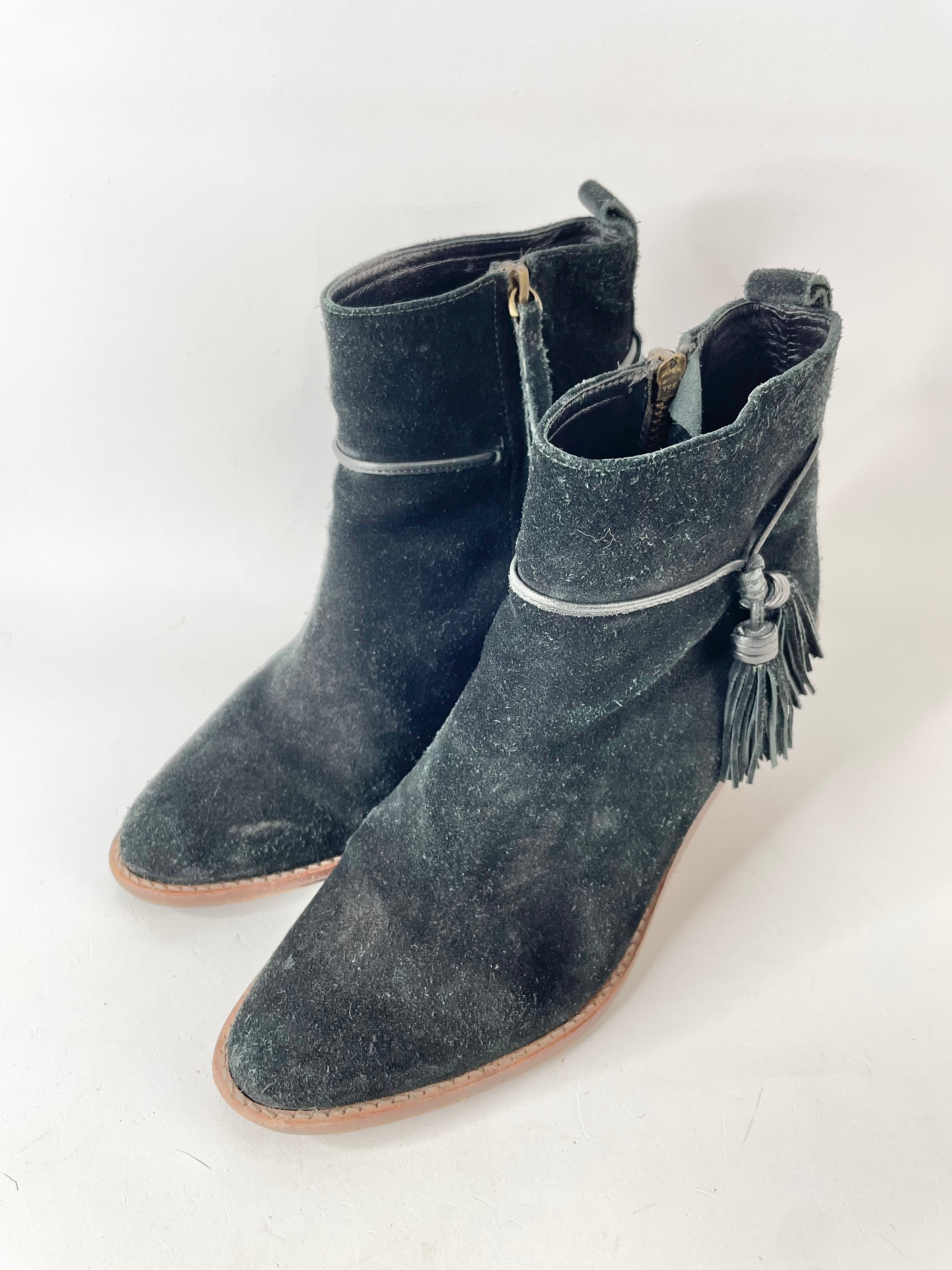 Zimmermann Black Suede Pointed Toe Ankle Boots - EU39