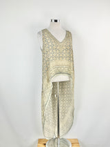 Camilla Blue & Grey Mosaic Pattern Silk Vest - AU12/14/15
