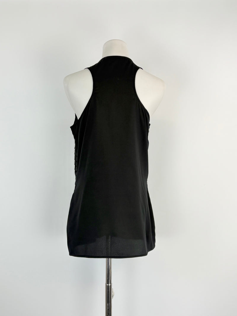 Reiss Black Tier-Pleat Mini Dress - AU10
