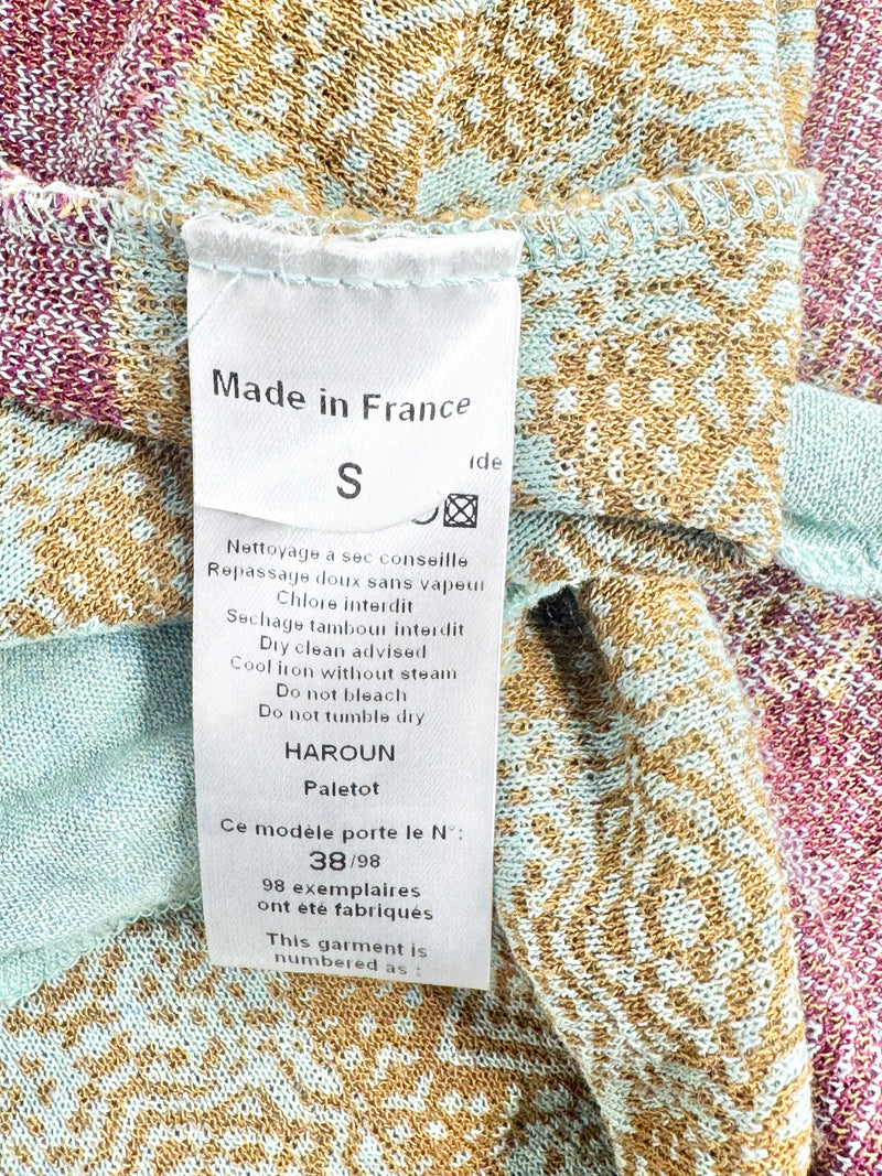 Catherine Andre Deep Gold & Aqua Waterfall Knitwear Cardigan - AU8