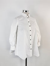 Alexander McQueen White Cotton Tiered Blouse - AU10/12
